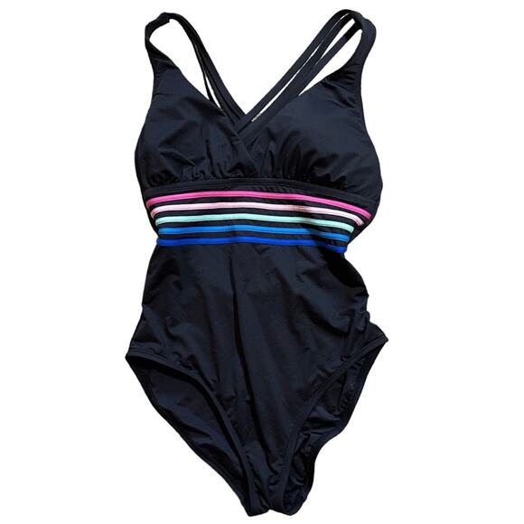 La Blanca One-Piece Spectrum Crossback Swimwear Black Size 8 - Picture 3 of 5